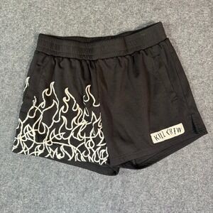 KILL CREW Black Flame Print Athletic Shorts Unisex Size L Gym MMA Boxing Active